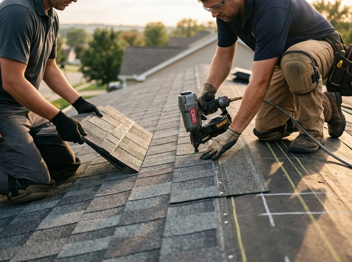 Professional roofer working on a residential roof in Cape Canaveral